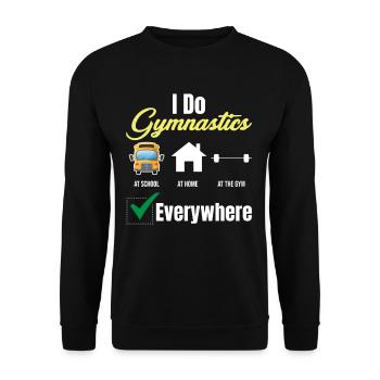 Ich Mache Überall Gymnastik Lustiger - Unisex Pullover - Schwarz - Vorne - Alina (178cm) & Michal (187cm)