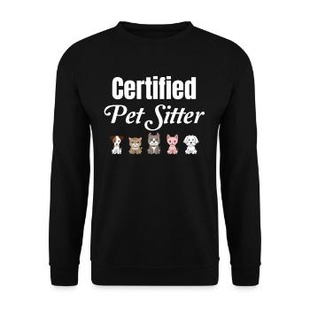 Zertifizierter Tiersitter Lustiger Tierarzt - Unisex Pullover - Schwarz - Vorne - Alina (178cm) & Michal (187cm)
