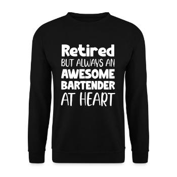 Im Ruhestand, Aber Immer Ein Toller Barkeeper Auf - Unisex Pullover - Schwarz - Vorne - Alina (178cm) & Michal (187cm)