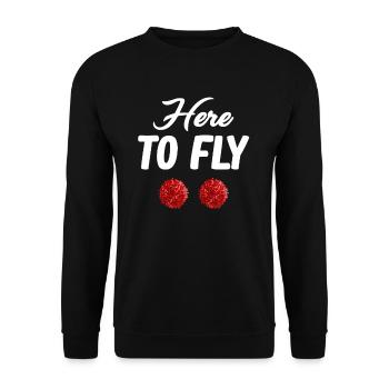 Here To Fly Funny Cheer Flyer Football - Unisex Sweatshirt - black - Front - Alina (178cm) & Michal (187cm)