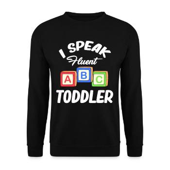 I speak fluently A, B, C, Kindergarten teacher, - Unisex Sweatshirt - black - Front - Alina (178cm) & Michal (187cm)