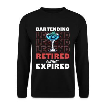 La légende du barman a pris sa retraite mais pas - Sweat-shirt Unisexe - noir - Devant - Alina (178cm) & Michal (187cm)