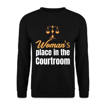 Der Platz Der Frau Ist Im Gerichtssaal, Anwalt, - Unisex Pullover - Schwarz - Vorne - Alina (178cm) & Michal (187cm)