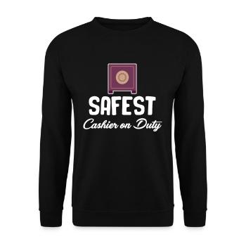 Sicherster Kassierer Im Dienst Buchhalter - Unisex Pullover - Schwarz - Vorne - Alina (178cm) & Michal (187cm)