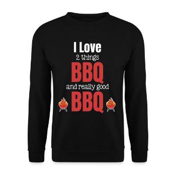 J’aime 2 choses : le barbecue et le très bon barbecue - Sweat-shirt Unisexe - noir - Devant - Alina (178cm) & Michal (187cm)