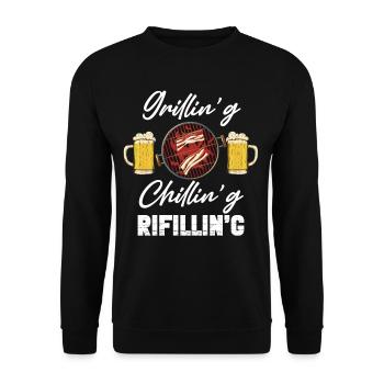 Grillin’g Chillin’g Refilli’n Amateur de barbecue - Sweat-shirt Unisexe - noir - Devant - Alina (178cm) & Michal (187cm)