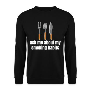 Posez-moi des questions sur mes habitudes de tabagisme - Sweat-shirt Unisexe - noir - Devant - Alina (178cm) & Michal (187cm)