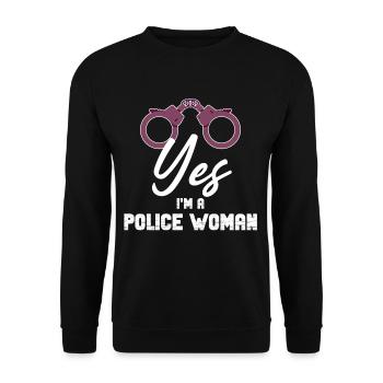 Oui, je suis une policière, une policière, - Sweat-shirt Unisexe - noir - Devant - Alina (178cm) & Michal (187cm)