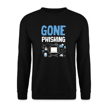 Gone Phishing Lustiger - Unisex Pullover - Schwarz - Vorne - Alina (178cm) & Michal (187cm)