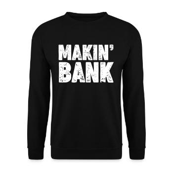 Makin' Bank Lustiger Banker Hypothekenkassierer - Unisex Pullover - Schwarz - Vorne - Alina (178cm) & Michal (187cm)