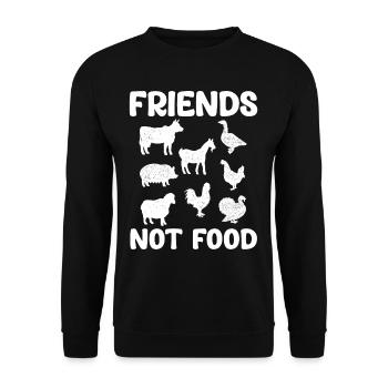 Friends Don't Eat Vegan Humor Fish Gardener - Unisex Sweatshirt - black - Front - Alina (178cm) & Michal (187cm)