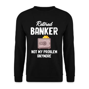 Der Pensionierte Banker Hat Es Verdient. Es - Unisex Pullover - Schwarz - Vorne - Alina (178cm) & Michal (187cm)