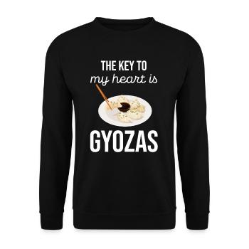 Der Schlüssel Zu Meinem Herzen Sind Gyozas - Unisex Pullover - Schwarz - Vorne - Alina (178cm) & Michal (187cm)