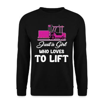 Just a girl who loves forklifts, - Unisex Sweatshirt - black - Front - Alina (178cm) & Michal (187cm)