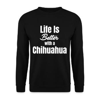 Life is better with a Chihuahua Chiwawa - Unisex Sweatshirt - black - Front - Alina (178cm) & Michal (187cm)