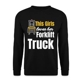 This Girl Loves Her Forklift Construction Excavator - Unisex Sweatshirt - black - Front - Alina (178cm) & Michal (187cm)