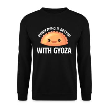 Alles Ist Besser Mit Gyoza Chinese Potstickers - Unisex Pullover - Schwarz - Vorne - Alina (178cm) & Michal (187cm)