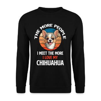Je Mehr Menschen Ich Treffe, Desto Mehr Liebe Ich - Unisex Pullover - Schwarz - Vorne - Alina (178cm) & Michal (187cm)