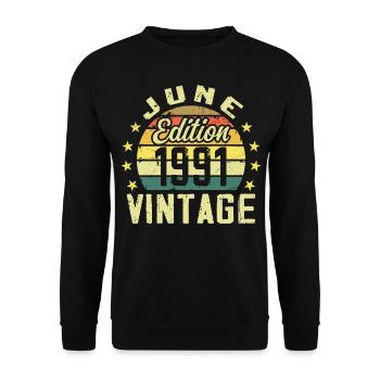 June 1991 June Retro Birthday Gift June 1991 - Unisex Sweatshirt - black - Front - Alina (178cm) & Michal (187cm)