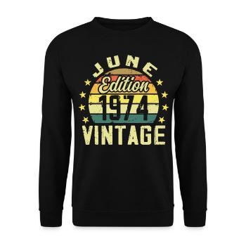 June 1974 June Retro Birthday Gift June 1974 - Unisex Sweatshirt - black - Front - Alina (178cm) & Michal (187cm)