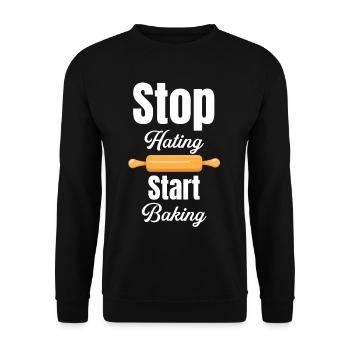 Stop hating and start - Unisex Sweatshirt - black - Front - Alina (178cm) & Michal (187cm)