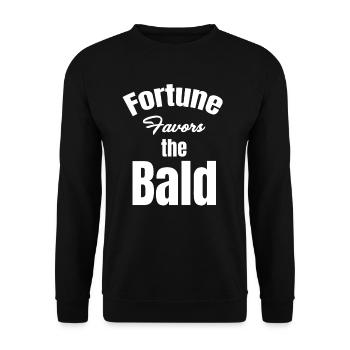 Fortune Favours The Bald Bearded Hairstylist - Unisex Sweatshirt - black - Front - Alina (178cm) & Michal (187cm)