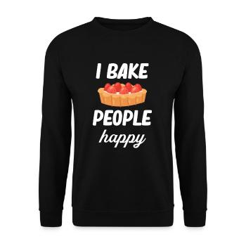 Ich Backe Menschen Glückliche Backbegeisterte - Unisex Pullover - Schwarz - Vorne - Alina (178cm) & Michal (187cm)