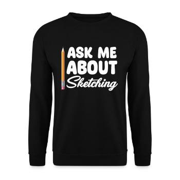 Fragen Sie Mich Nach Dem Skizzieren Lustiger - Unisex Pullover - Schwarz - Vorne - Alina (178cm) & Michal (187cm)