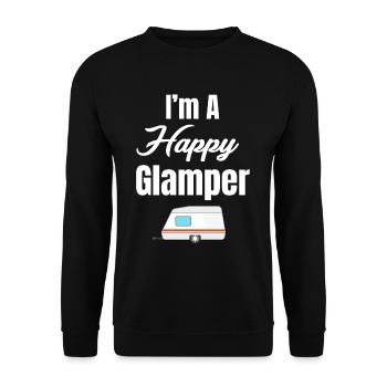 I'm A Happy Glamper Funny Hiker Adventure S'mores - Unisex Pullover - Schwarz - Vorne - Alina (178cm) & Michal (187cm)