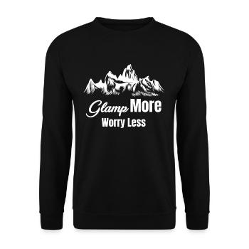 Glamp Mehr Sorgen Weniger Lustig Glamper Hiker - Unisex Pullover - Schwarz - Vorne - Alina (178cm) & Michal (187cm)