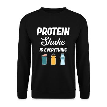 Protein-shake Ist Alles, Cardio-training, - Unisex Pullover - Schwarz - Vorne - Alina (178cm) & Michal (187cm)