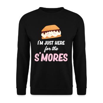 Ich Bin Einfach Hier Für Die S'mores Glamping - Unisex Pullover - Schwarz - Vorne - Alina (178cm) & Michal (187cm)
