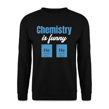 Chemistry is funny. He He Science Periodic - Unisex Sweatshirt - black - Front - Alina (178cm) & Michal (187cm)