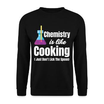 Chemistry is like cooking (just not the spoon - Unisex Sweatshirt - black - Front - Alina (178cm) & Michal (187cm)