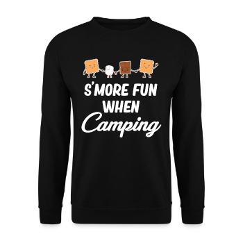 Mehr Spaß Beim Camping, Glamping, Rucksackreisen - Unisex Pullover - Schwarz - Vorne - Alina (178cm) & Michal (187cm)