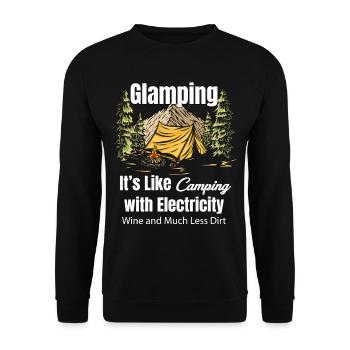 Le glamping, c’est comme camper avec l’électricité. Drôle de glamour - Sweat-shirt Unisexe - noir - Devant - Alina (178cm) & Michal (187cm)