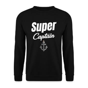 Super Captain Funny Ship Captain Cruise - Unisex Sweatshirt - black - Front - Alina (178cm) & Michal (187cm)