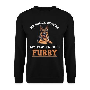policeman my paw-tner is a furry dog - Unisex Sweatshirt - black - Front - Alina (178cm) & Michal (187cm)