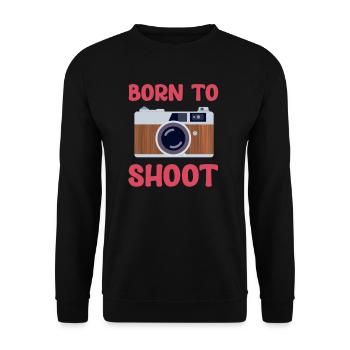 Geboren, Um Zu Fotografieren. Lustiger Fotograf. - Unisex Pullover - Schwarz - Vorne - Alina (178cm) & Michal (187cm)