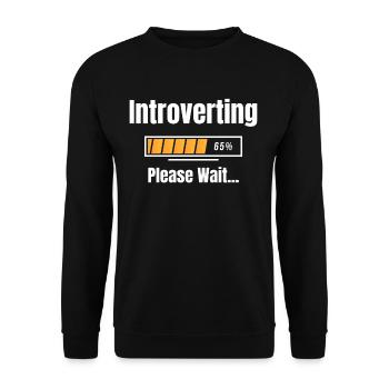 Introvertiert Bitte Warten Humor Sarkastisch Geek - Unisex Pullover - Schwarz - Vorne - Alina (178cm) & Michal (187cm)