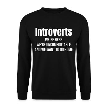 Introvertierte Wir Sind Hier Wir Fühlen Uns - Unisex Pullover - Schwarz - Vorne - Alina (178cm) & Michal (187cm)