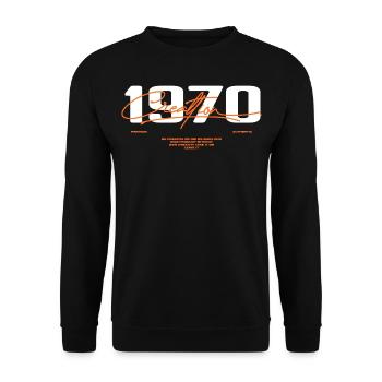 1970er Jahre Vintage Retro 1970er Jahre Geburtstagsgeschenk - Unisex Pullover - Schwarz - Vorne - Alina (178cm) & Michal (187cm)