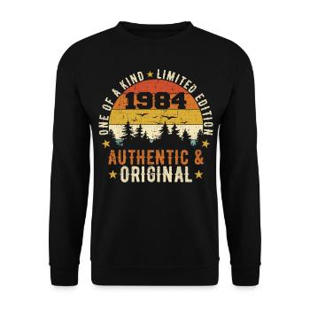 Original 1984 Birthday Gift 1984 Authentic - Unisex Sweatshirt - black - Front - Alina (178cm) & Michal (187cm)