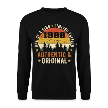 Original 1988 Birthday Gift 1988 Authentic - Unisex Sweatshirt - black - Front - Alina (178cm) & Michal (187cm)