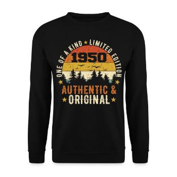 Original 1950er Jahre Geburtstagsgeschenk 1950er Jahre Authentisch - Unisex Pullover - Schwarz - Vorne - Alina (178cm) & Michal (187cm)