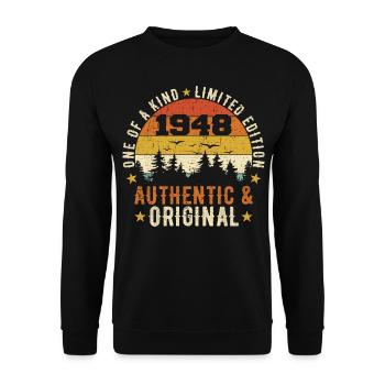 Original 1948 Birthday Gift 1948 Authentic - Unisex Sweatshirt - black - Front - Alina (178cm) & Michal (187cm)