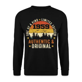 Original 1959 Cadeau D'anniversaire 1959 Authentic - Sweat-shirt Unisexe - noir - Devant - Alina (178cm) & Michal (187cm)