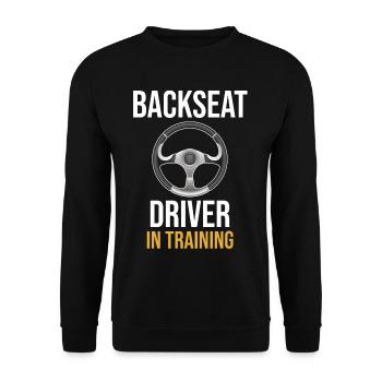 Fahrer Auf Dem Rücksitz, Weil Man Manchmal Eine - Unisex Pullover - Schwarz - Vorne - Alina (178cm) & Michal (187cm)