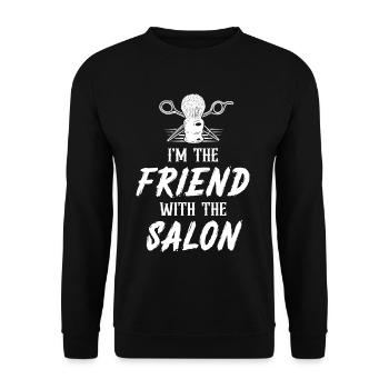 Je suis l’amie de The Salon Funny Barber - Sweat-shirt Unisexe - noir - Devant - Alina (178cm) & Michal (187cm)