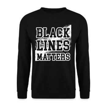 Schwarze Linien Sind Wichtig Lustiger - Unisex Pullover - Schwarz - Vorne - Alina (178cm) & Michal (187cm)